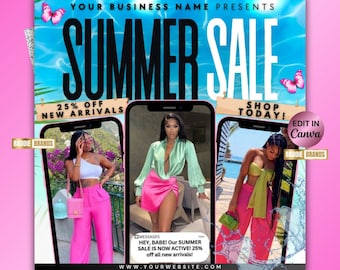 Summer Sale Flyer, Boutique Flyer, Clothing Flyer, Add to Cart Flyer, New Arrvivals Flyer, Boutique Sale Flyer, Clothing Sale, Wig Hair Lash