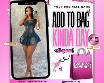 Add To Bag Flyer, Add to Cart Flyer, Editable Business Service Template (Canva)