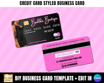 Credit Card Styled Business Card, PVC Card, Plastic business card, DIY Business Card, Premade Business Card, Hair Lash Nails Boutique Card