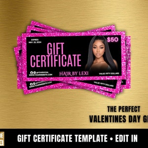 GIFT CERTIFICATE Template, Beauty Gift certificate, Gift Voucher, Cash Certificate, Hair, Lash, Braid, Nail, Makeup, Spa, Boutique, Wig, Wax