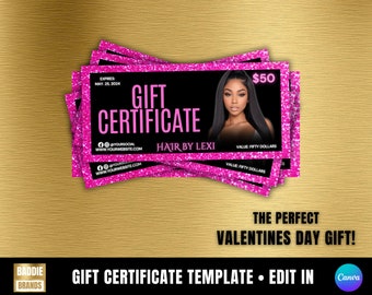 DIY GIFT CERTIFICATE, Canva Template, Gift Voucher, Cash Certificate, Promotion, Beauty, Hair, Lashes, Salon, Nails, Makeup, Spa, Boutique