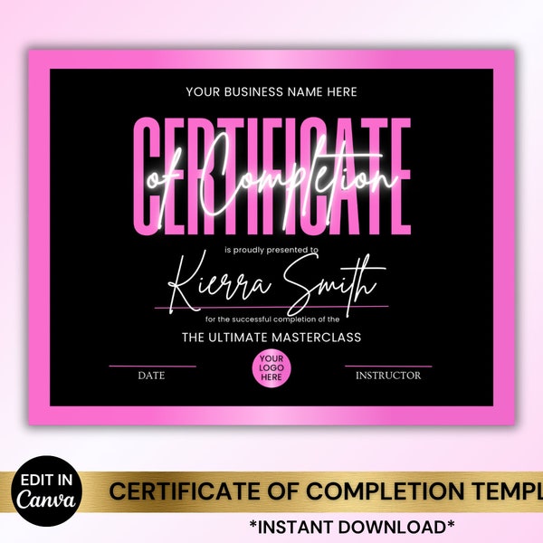 Certificate of Completion, Certificate of Completion Template, Lash, Nail, Wig Making Class, Makeup, Hair, Brows, Cosmetic, Lace Class Flyer