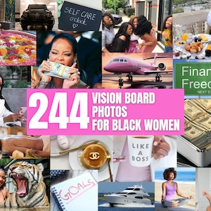 Black Girl Luxury Life 2025 Vision Board afdrukbare foto&#39;s - Affirmaties en citaten voor zwarte vrouw, Manifest Wealth, Soft Life, Selfcare-foto&#39;s