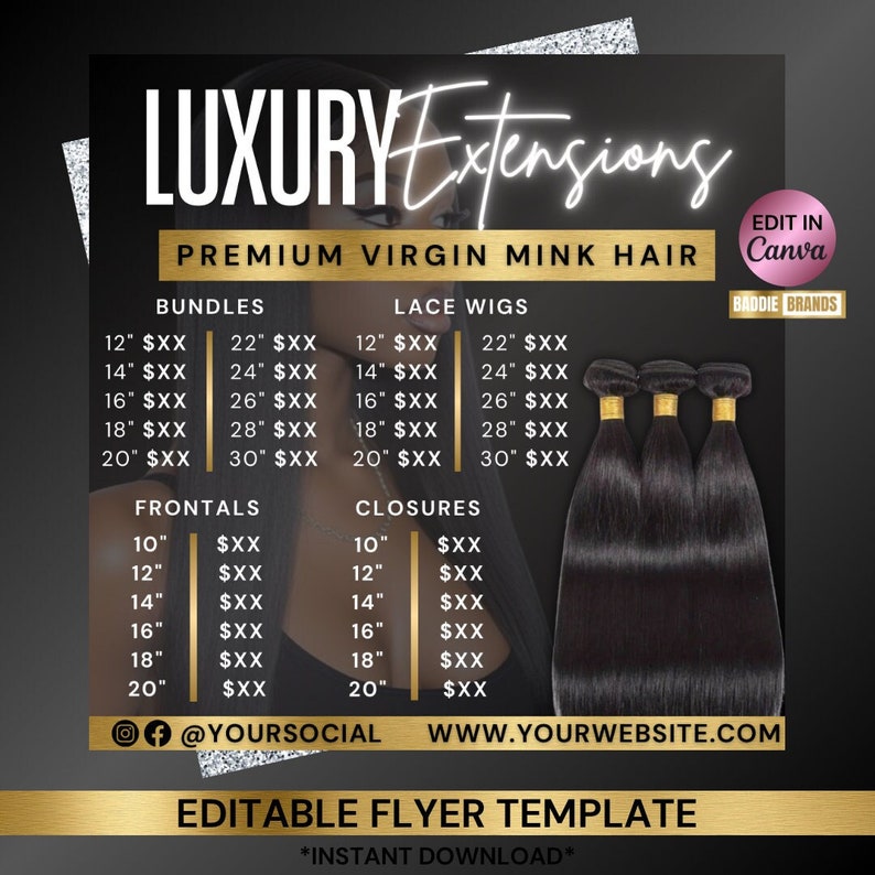 Hair Pricelist Flyer, Hair Sale Flyer, Bundle Deal Flyer, Hair Extension, Wig Flyer, January Hair Special, New Year Hair Bundle Deals