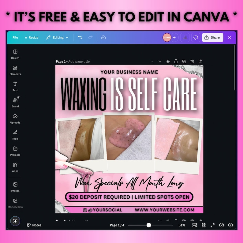 Wax Booking Flyer Template, Esthetician Spa Promotion Flyer, Wax Selfcare Flyer (Digital Download) image 8