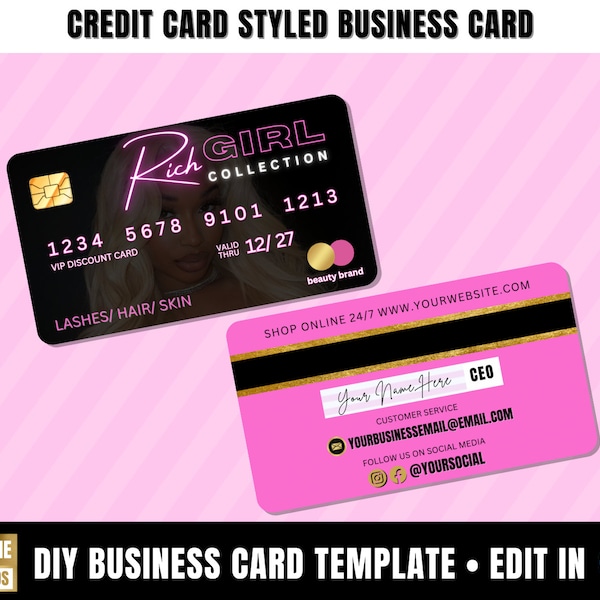 Credit Card Styled Business Card, PVC Cards, Plastic business card, DIY Business Card, Digital Business Card Template, Premade Business Card