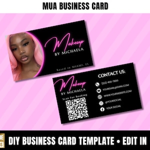 Visitenkarte Vorlage, Visitenkarten-Design, Make-up Visitenkarte, QR-Code Visitenkarte, Friseur Lash Tech Nail Braid Visitenkarte