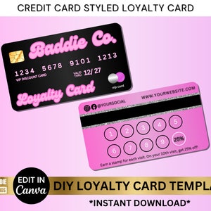 Loyalty Card, Customer Reward Card, Discount Card, VIP Card, Credit Card Styled Business Card, Hair stylist, Lash Tech, Nail Tach, Makeup