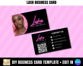 Lash Tech Business Card Template, QR Code, Beauty Salon (Digital Download)