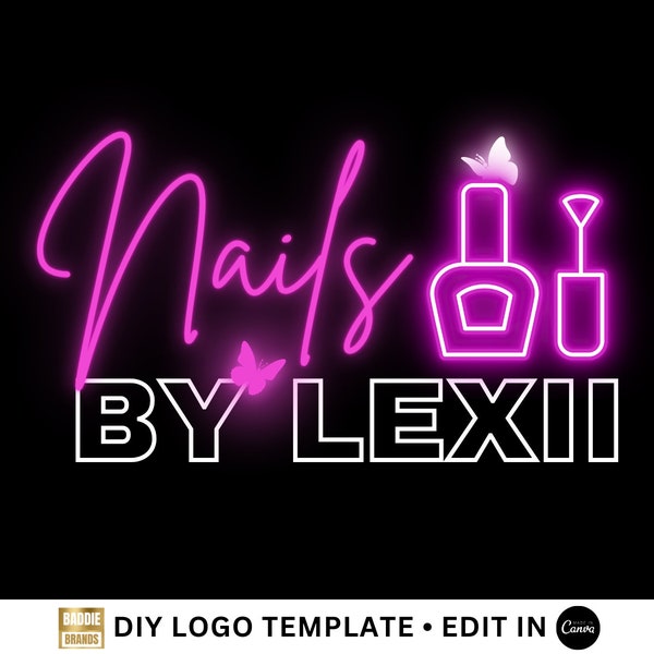 Editable Nail logo design for Canva, edit in Canva, Logo design, Nail logo design, Canva template, Canva logo, Nail Tech logo, Logo template