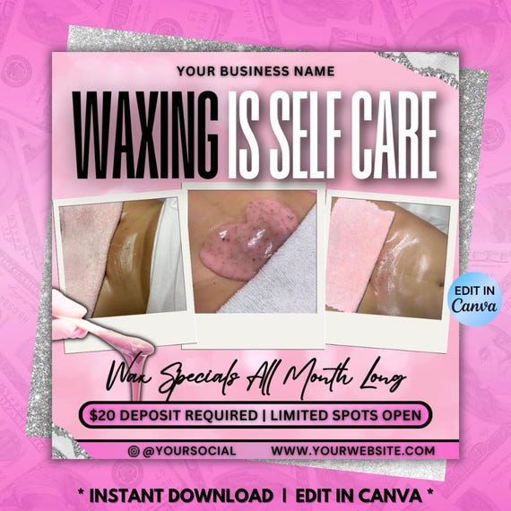 Wax Booking Flyer Template, Esthetician Spa Promotion Flyer, Wax Selfcare Flyer (Digital Download)