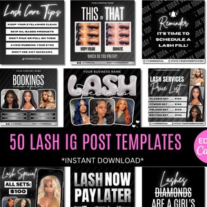 Lash Booking flyer - 50 Lash Social Media Bundle | Book Now Flyer, Lash Flyer, Lash Tech flyer, Lash Content, Lash Instagram, Lash Booking