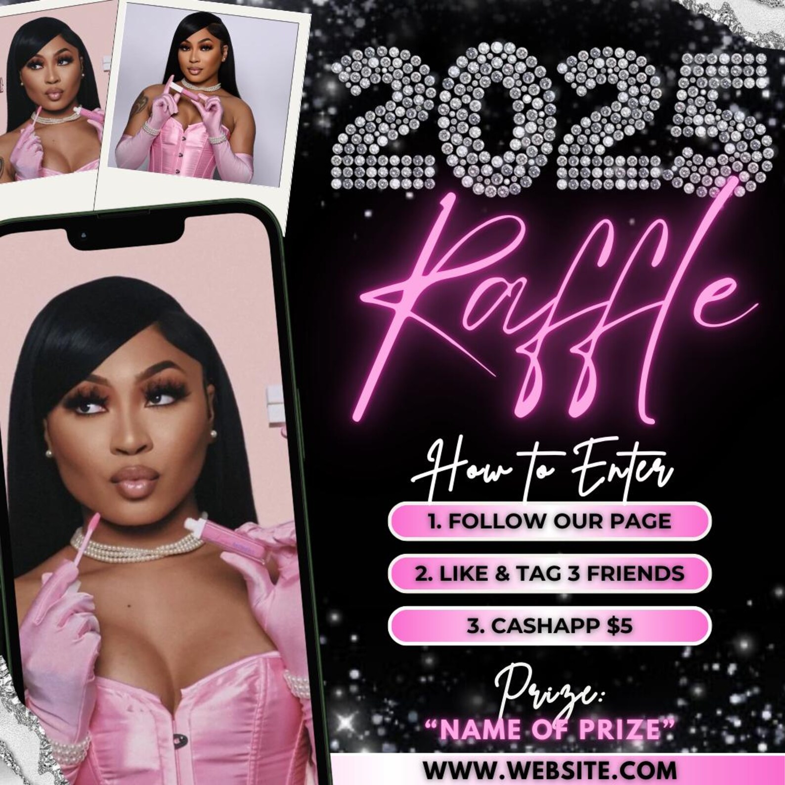 Giveaway Flyer Template, Raffle Flyer, Instagram Giveaway Flyer ...