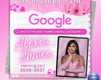 Prom Queen Campaign Flyer, Prom Vote For Me Flyer, Customizable Canva Template (Digital Download)