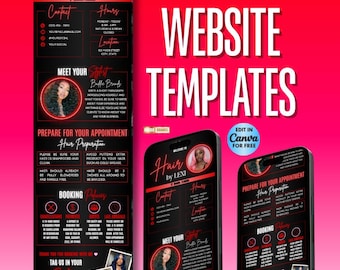 Acuity Scheduling Template, Booking Website for Hair, Lash, Nail, Braid, Makeup, Beauty Booking Website, Booking Policy | Red and Black