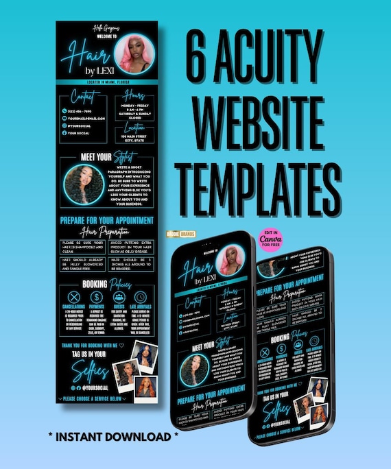 Acuity Scheduling Template, Booking Website for Hair, Lash, Nail, Braid, Makeup, Beauty, Booking Policy Template, Acuity Confirmation Page