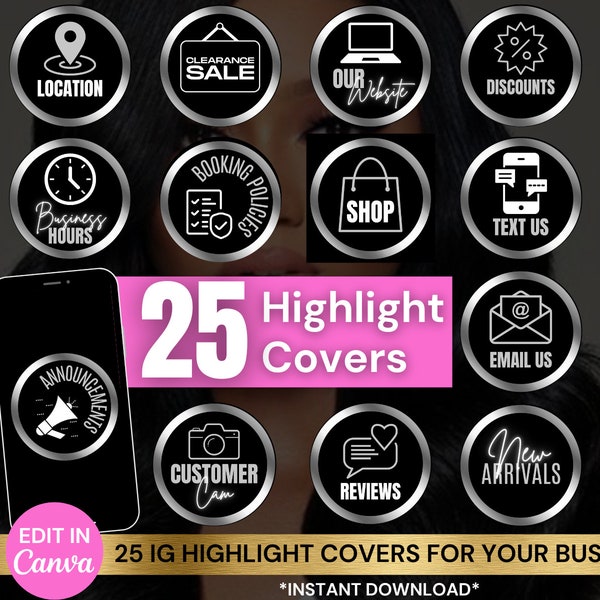 Instagram Highlight Covers for Small Businesses | Silver Instagram Story | Story Highlight Covers | IG Hair Lash Nails Cosmetic Makeup Body