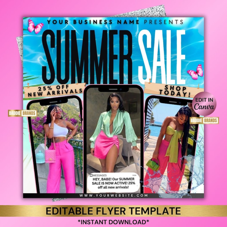 New Arrivals Flyer, Clothing Flyer, Website Flyer, Summer Sale Flyer, Sales Flyer, Boutique, Hair Flyer, Nail flyer, Lash flyer, Shoe flyer
