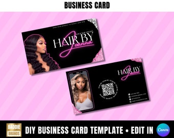 Glam Business Card Template, Modern Luxury Business Card, Instagram QR Code Business Card, Hair Stylist, Lash, Nail Tech, Makeup Boutique