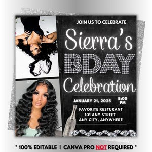 Birthday Flyer, Happy Birthday Flyer, Birthday Party Evite, Birthday Girl Party, Birthday Event Invitation, Adult Party Club Promotion Flyer