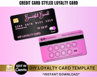 Loyalty Business Card, Customer Reward Card, Small Business Discount Card, Premade Client Loyalty Card, Credit Card Styled Business Card DIY