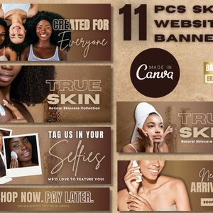 Skincare Website Banner Template: Canva Web Banner Kit (Digital Download)