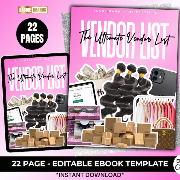 PLR eBook - 22 Page eBook template | Includes Free Hair and Lash Vendor | Ebook Template Canva, Ebook Mockup, Add your brand and Resell Book