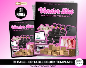 PLR eBook - 21 Page eBook template | Includes Free Hair and Lash Vendor | Ebook Template Canva, Ebook Mockup, Add your brand and Resell Book