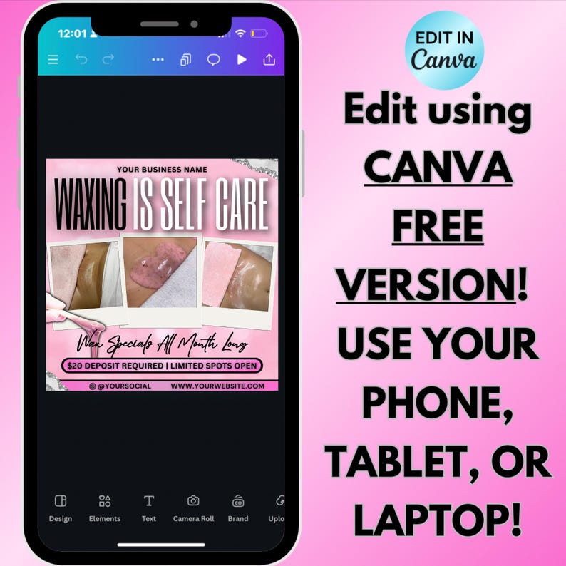 Wax Booking Flyer, Wax Flyer, Body Wax Booking Flyer, Spa Wax Flyer, Body spa, Waxing flyer, Wax Book Now Flyer, Esthetician Booking Flyer