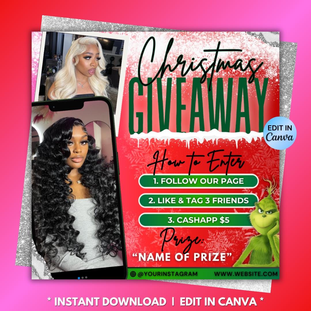 Giveaway Flyer Template, Raffle Flyer, Instagram Giveaway Flyer ...