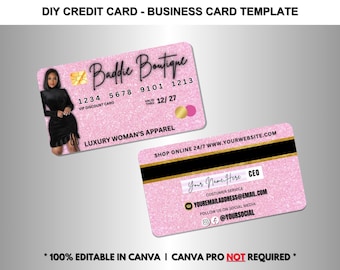 Credit Card Business Card Template: Lash, Nail, Hair Salon (Canva Editable, Digital Download)