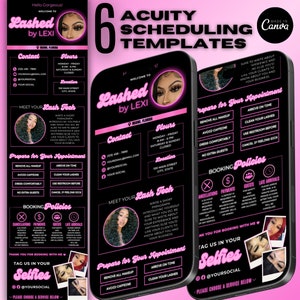 Lash Tech Acuity Scheduling Template | Lash Tech Booking Website | Lash Acuity Website | Acuity Template | Pink Black Acuity | Lash Booking