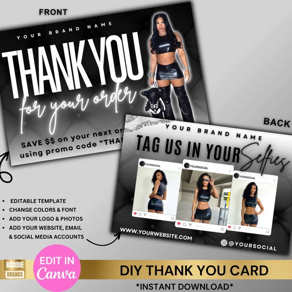 Thank You Card DIY, Thank you purchase card, Thank You For Order, Packaging Insert, Hair Flyer, Lash Flyer, Nail, Clothing Brand, Braid Loc