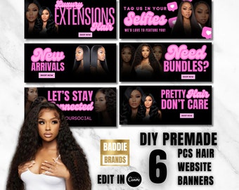 Hair Website Banner Template: DIY Canva Web Slides (Digital Download)