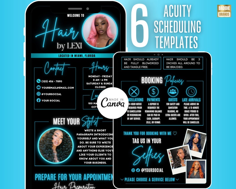 Acuity Scheduling Template, Hair Stylist Acuity Scheduling Template, Hair Stylist Branding, Hair Stylist Website, Canva Templates, Website Banners, DIY Web Banner Template Design, Premade Business Design, Web Canva Templates, Hair Web Banners, Baddie