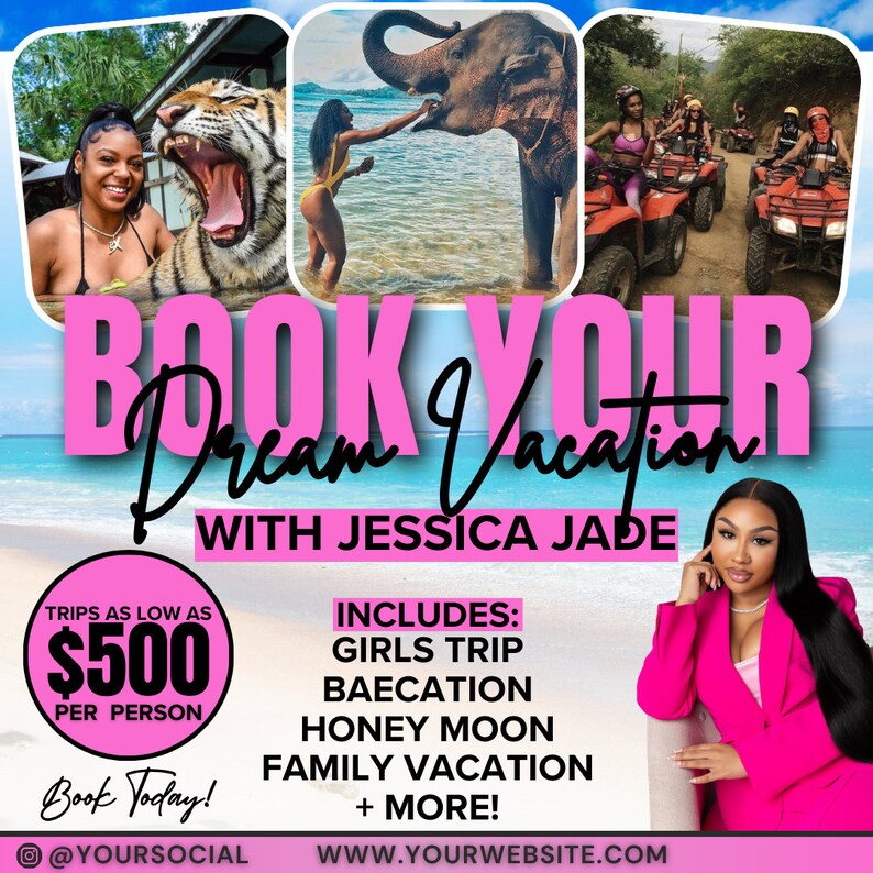 Travel Agent Flyer, Girls Trip Flyer, Travel Agent Social Media Template (Digital Download) image 3