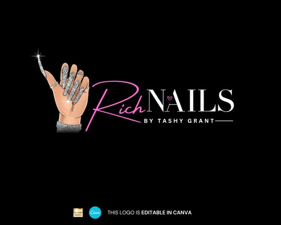 Hand Drawn Nail Tech Logo Template: Editable Canva Design (Digital Download)