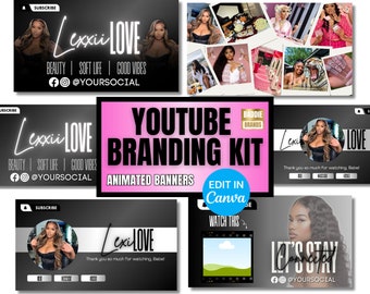 Youtube Branding Kit, YouTube Banner Kit, DIY Video Banner Vorlage, Intro Banner, Outro Banner, animiertes Intro, animiertes Outro, Miniaturbild