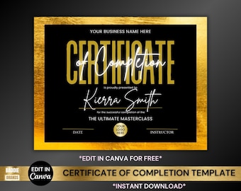 Certificate of Completion Template: Hair, Lash, Nail, Makeup Class (Digital Download)