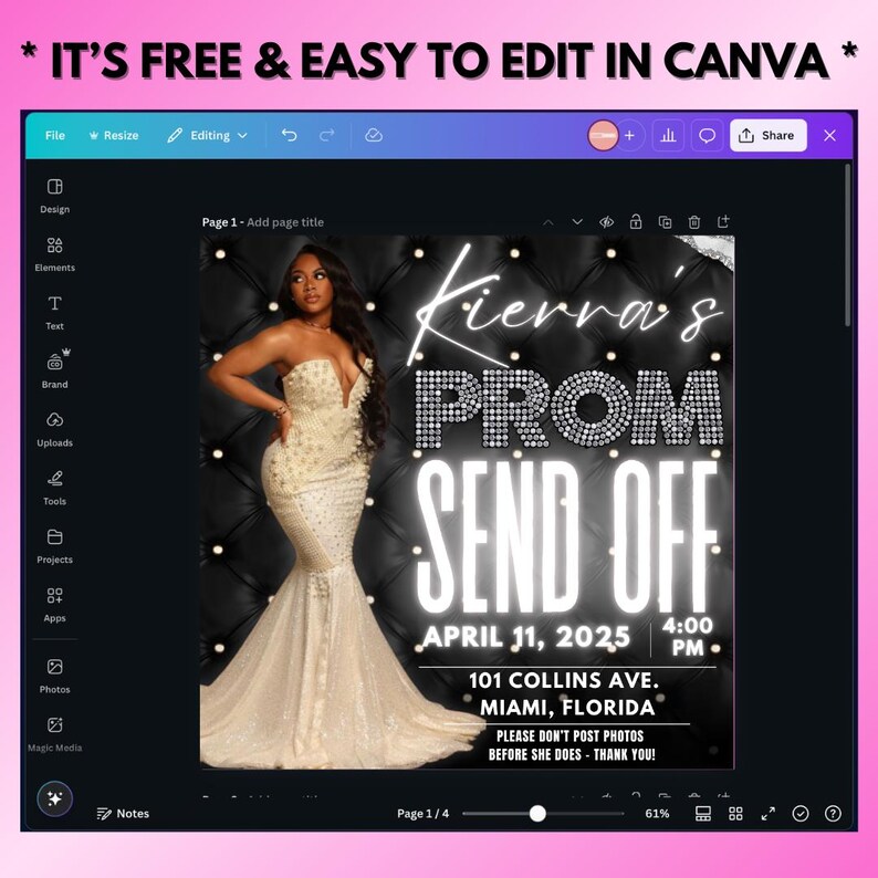 Prom Send off Flyer: DIY Event Invitation (canva Template) - Etsy