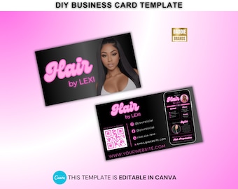 Glam Business Card Template, Modern Luxury Business Card, Instagram QR Code Business Card, Hair Stylist, Lash, Nail Tech, Makeup Boutique