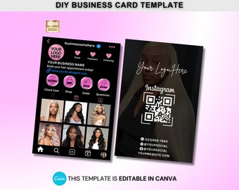 Carte de visite Instagram 2024, carte de visite IG, modèle de carte de visite DIY, carte QR Code, carte de visite Instagram, cheveux cils ongles