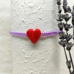 Murano Glas Herz Makramee Armband: Verstellbarer Freundschaftsschmuck