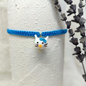 Murano Glass Cat Bracelet, Handmade Macrame Wish Bracelet