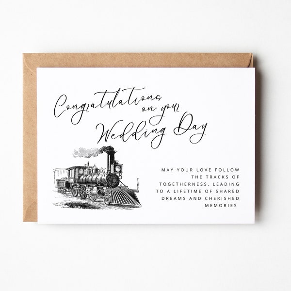 Tracks of Togetherness Wedding Card | Train-Themed Wedding Card | Printable Wedding Card | Digital Download | Instant Download