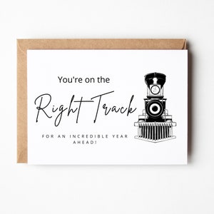 Right on Track Happy Birthday Card | Train-Themed Birthday Card | Printable Birthday Card | Digital Download | Instant Download