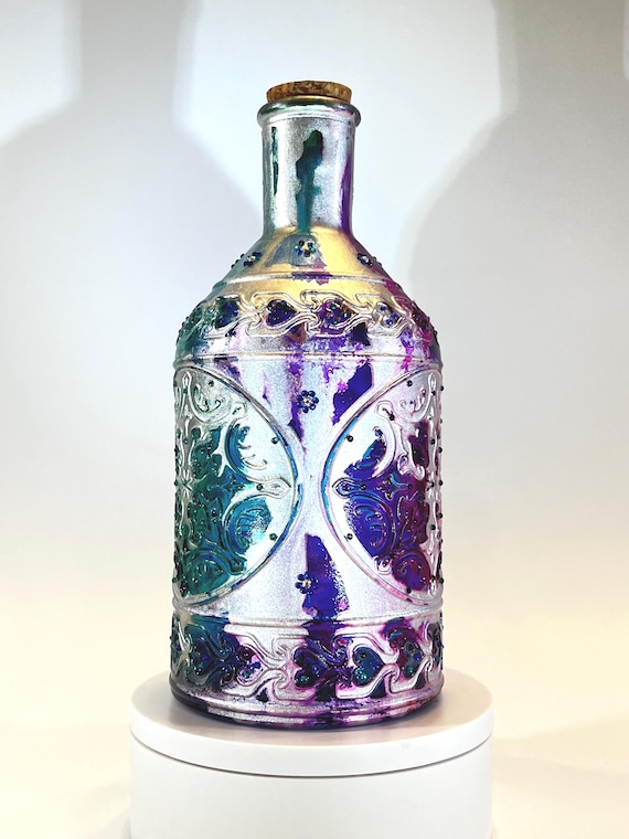 Medium “Dragonfly Gardens” Decorative Glass Bottle