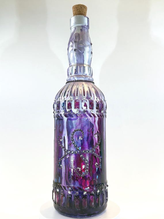 Crystal Embellished “Serpentyne” Dark Purple Glass Bottle