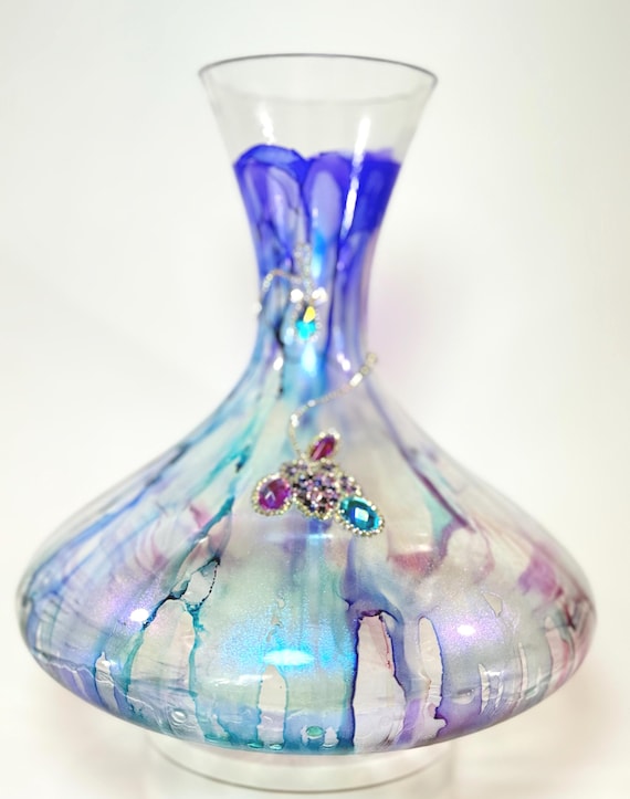 Wide Base “Purple Waterfall” Wine Vessel