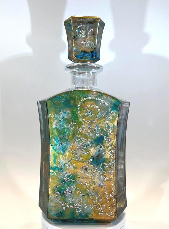 Bejeweled "Spirals" Glass Liquor Decanter